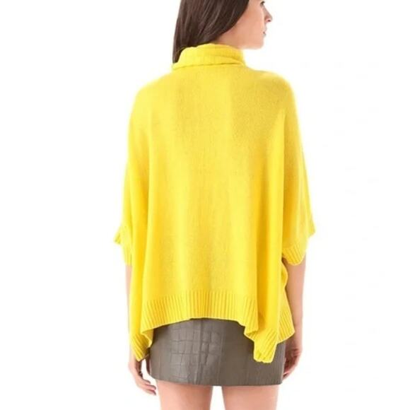 DIANE von FURSTENBERG Jasswinder Cashmere Sweater Large Boxy Turtleneck Yellow - Picture 3 of 11
